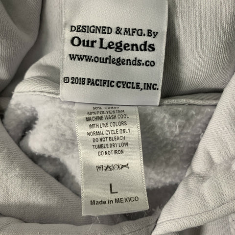 OUR LEGENDS Size L White Logo Cotton / Polyester Hooded Sweatshirt