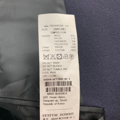 Abrigo con solapa de muesca en mezcla de lana lisa azul marino talla 38 de SYSTEM