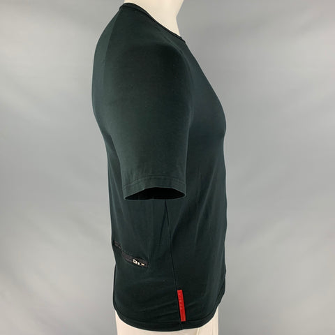 PRADA Size L Black Cotton Elastane Short Sleeve T-shirt