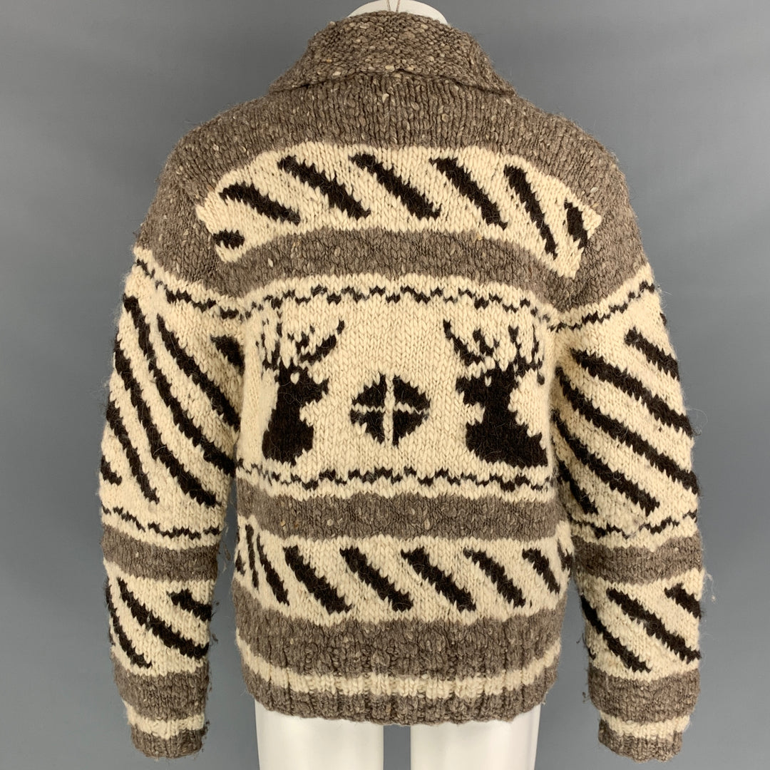 POLO by RALPH LAUREN Size M Oatmeal & Beige Knitted Wool Zip Up Jacket