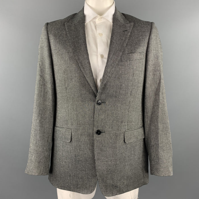 VERSACE COLLECTION Size 40 Black & White Grid Silk / Wool Sport Coat