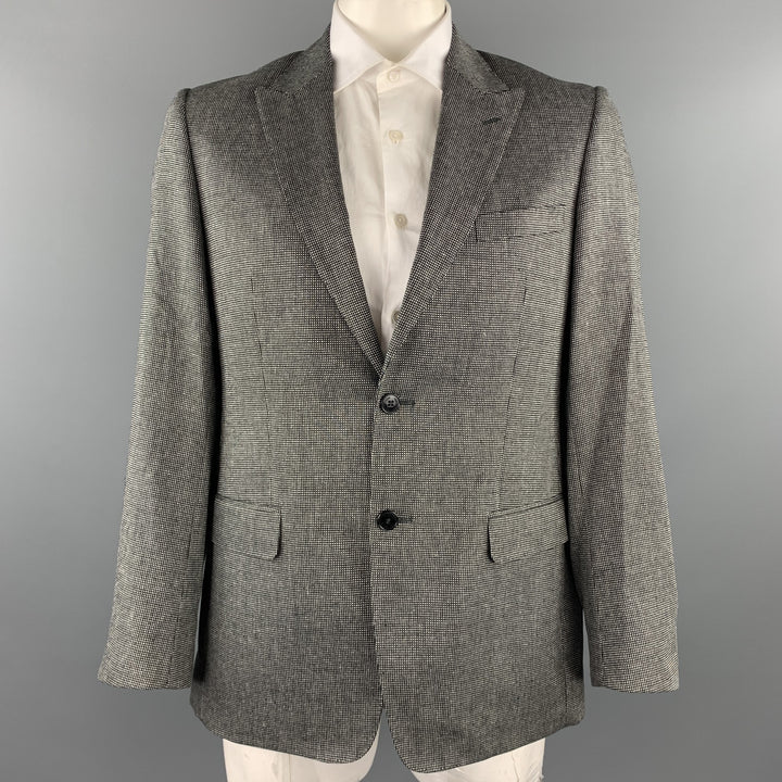 VERSACE COLLECTION Taille 40 Manteau de sport en soie / laine à grille noire et blanche
