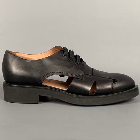 PAUL SMITH Size 9 Black Leather Cutout Lace Up Shoes