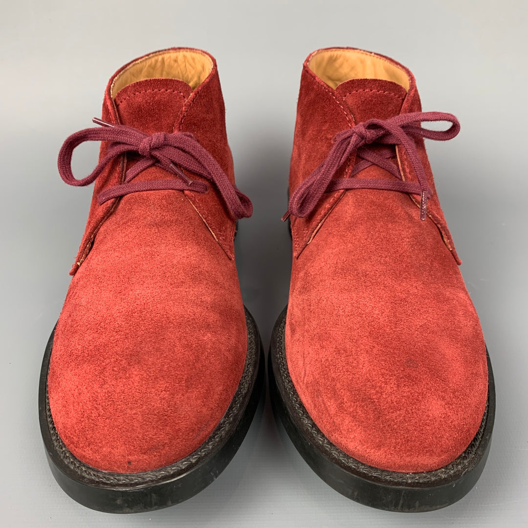 TOD'S Size 6 Burgundy Suede Ankle Lace Up Shoes