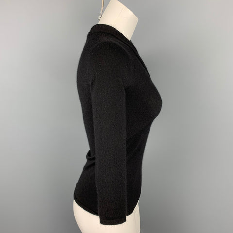 RALPH LAUREN Black Label Taille XS Pull Noir Cachemire / Polyester Criss-Cross
