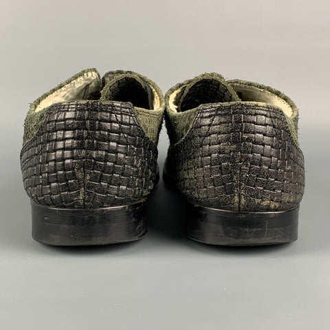 COMME des GARCONS HOMME PLUS Taille 9.5 Chaussures à lacets en cuir tressé gris noir