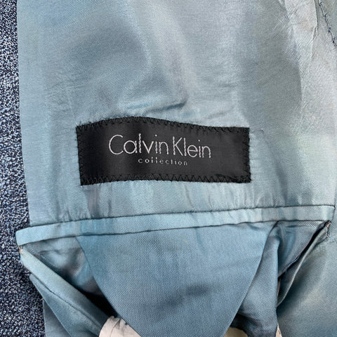 CALVIN KLEIN COLLECTION Size 38 Blue Heather Wool Notch Lapel Suit