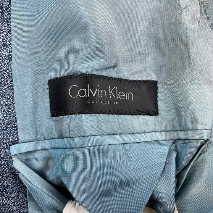 CALVIN KLEIN COLLECTION Taille 38 Costume à revers cranté en laine bleu chiné