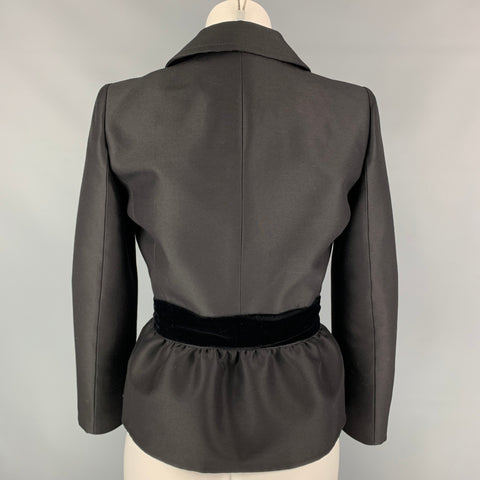 GIAMBATTISTA VALLI Size 6 Black Wool / Silk Bow Jacket