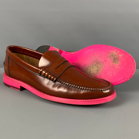 PAUL SMITH Size 7.5 Tan Pink Leather Penny Loafers