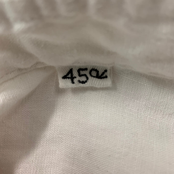 45rpm Size L White Solid Linen Button Up Long Sleeve Shirt