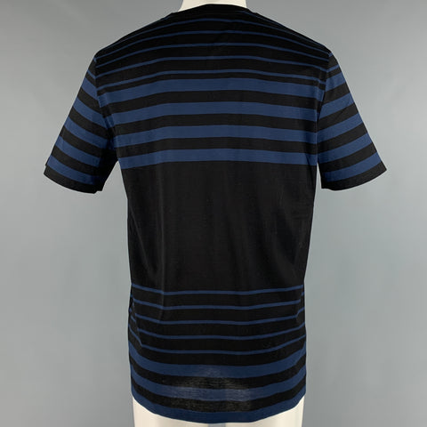 PAUL SMITH Size M Black Navy Stripe Cotton Short Sleeve T-shirt