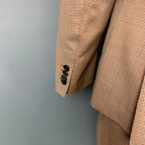 PAUL SMITH Soho Fit Chest Size 42 R Houndstooth Wool Notch Lapel Tan Suit