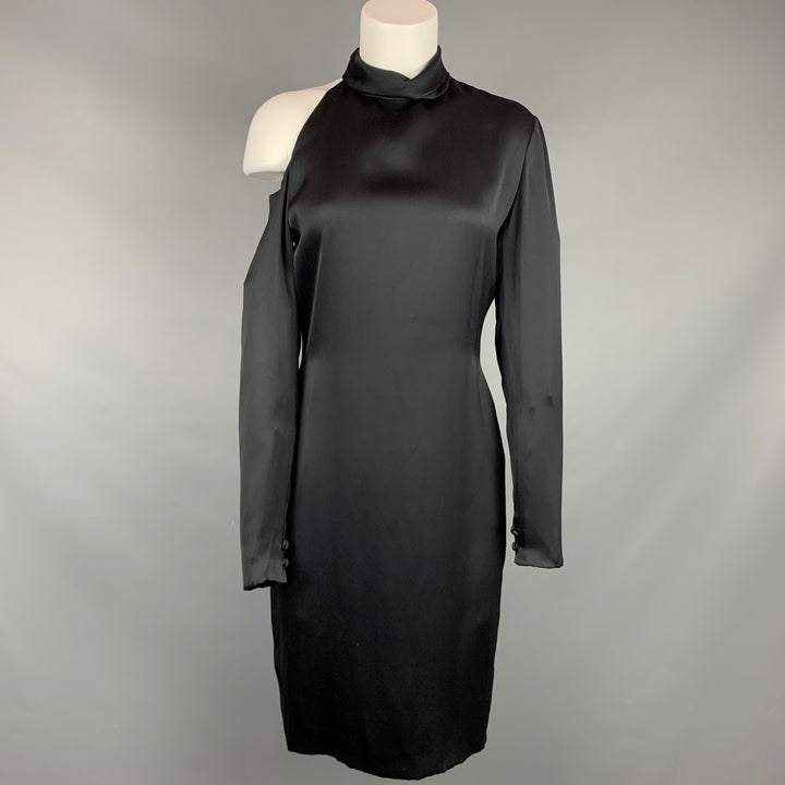 BILL BLASS Size M Black Silk Shoulder Cut Out Cocktail Dress