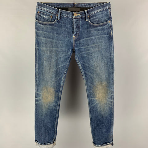 BURBERRY BRIT Size 32 Blue Washed Cotton Slim Jeans
