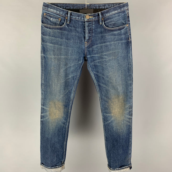 BURBERRY BRIT Size 32 Blue Washed Cotton Slim Jeans