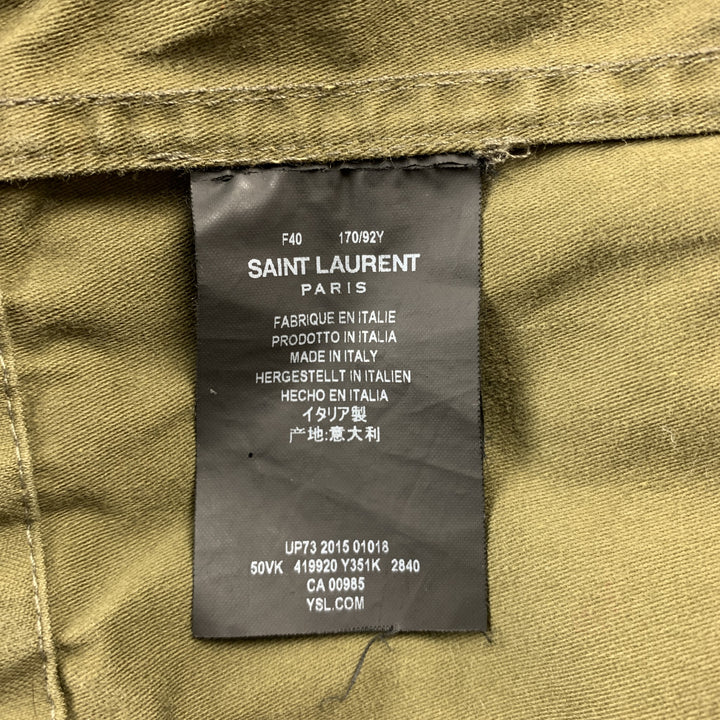 SAINT LAURENT Spring 2016 Size 10 Olive & Black Cotton Vest