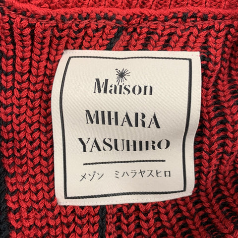 MAISON MIHARA YASUHIRO Size M Black Red Mixed Pattern Asymmetrical Sweater