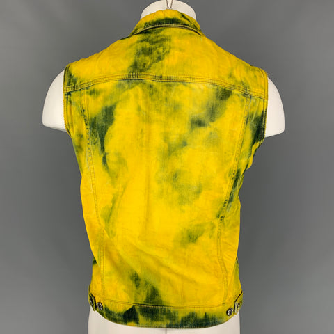 DSQUARED2 Size S Yellow Bleached Denim Trucker Vest Jacket