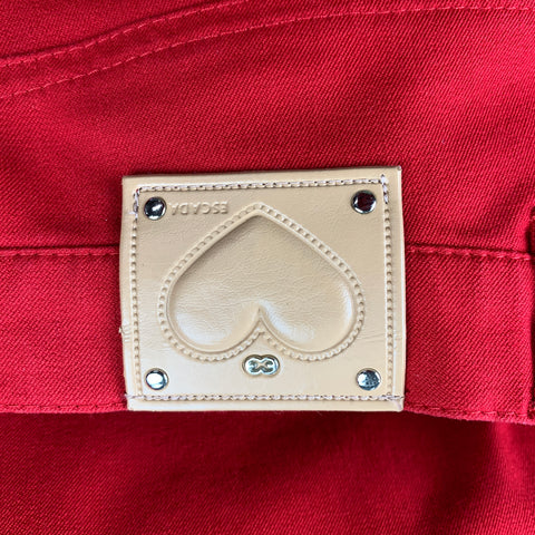 ESCADA Taille 4 Pantalon habillé en coton stretch rouge