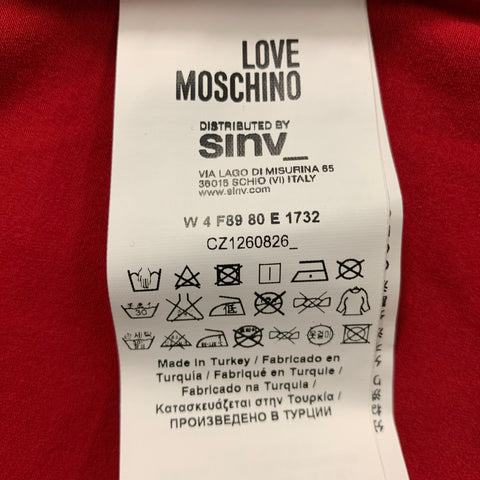 LOVE MOSCHINO Size 4 Red Black Cotton / Elastane Faux patent leather Blouse