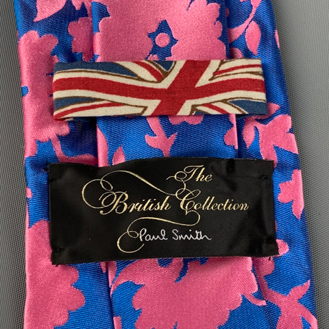 PAUL SMITH The British Collection Pink Blue Floral Silk Tie