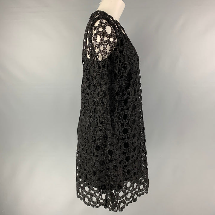 N/NICHOLAS Size 8 Black Polyester Long Sleeve Cocktail Dress