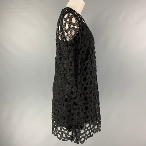 N/NICHOLAS Vestido de cóctel de manga larga de poliéster negro talla 8