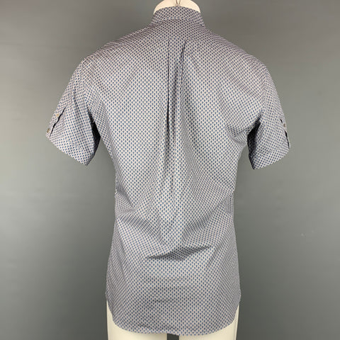 ALEXANDER MCQUEEN Size M Blue & Grey Skull Cotton Button Down Short Sleeve Shirt