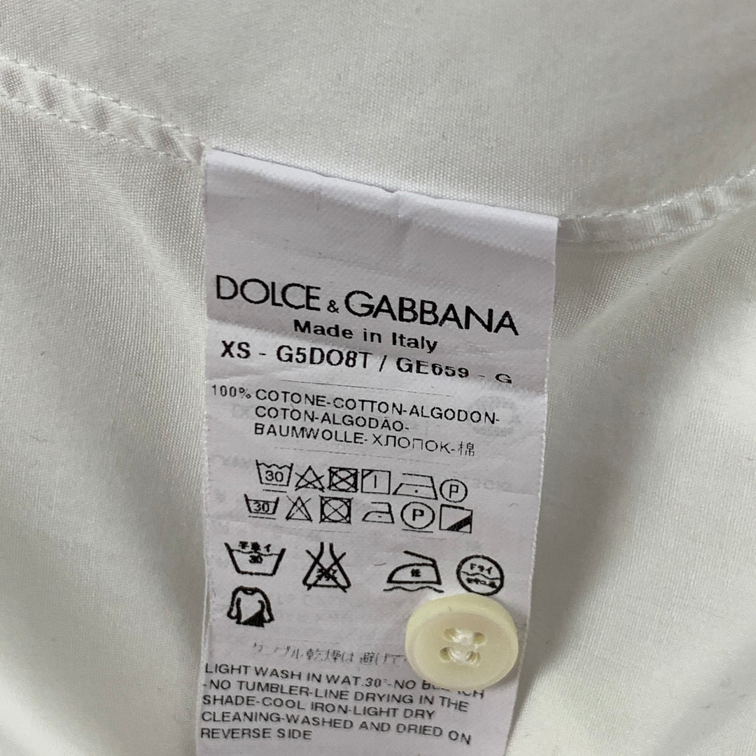 DOLCE & GABBANA Gold Size XS White Cotton Tuxedo Long Sleeve Shirt
