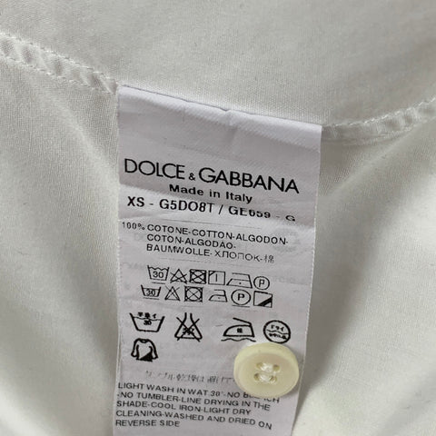 DOLCE & GABBANA Gold Size XS White Cotton Tuxedo Long Sleeve Shirt