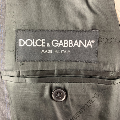 DOLCE & GABBANA Size 44 Regular Charcoal Stripe Wool Notch Lapel Suit