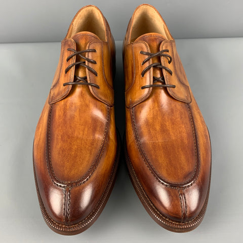 MAGNANNI Size 10.5 Brown Burnished Leather Lace Up Canela Shoes