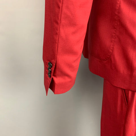 DOLCE & GABBANA Size 40 Regular Red Wool / Silk Double Breasted 3 Piece Suit