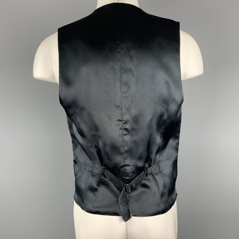 DOLCE & GABBANA Size 40 Charcoal Plaid Black Mock Shawl Collar Tuxedo Vest