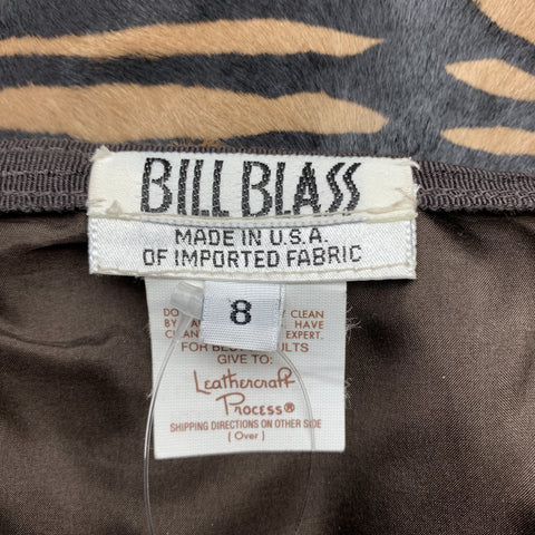 BILL BLASS Size 8 Tan Animal Print Pony Hair Leather Pencil Skirt
