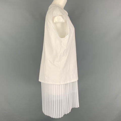 EACH X OTHER Size M White Cotton &  Polyester Pleated Dress