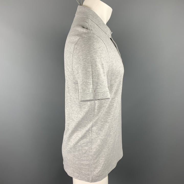 LACOSTE Size M Light Gray Cotton Buttoned Polo