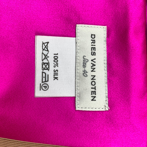 DRIES VAN NOTEN Size 10 Fuchsia Satin Silk Dress Top With Opera Gloves