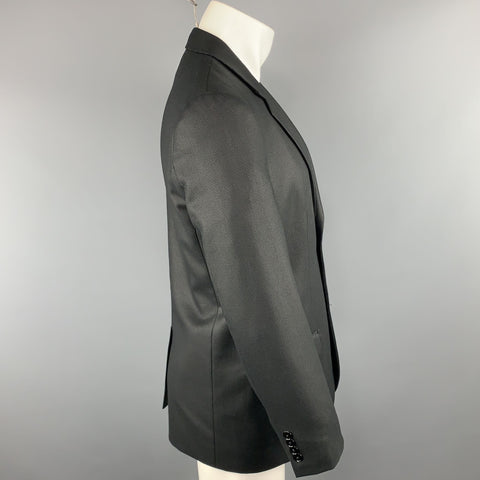 MARC JACOBS 38 Regular Black Woven Cotton Blend Notch Lapel  Sport Coat