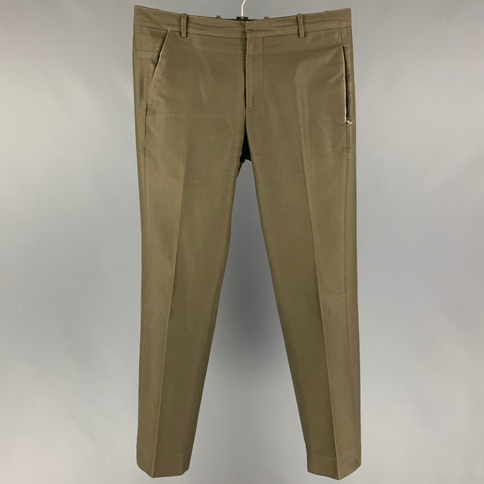 BALENCIAGA Size 34 Olive Flat Front Dress Pants
