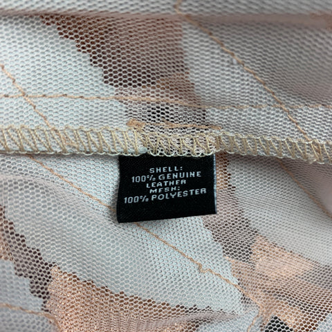 NEIMAN MARCUS The Leather Collection Talla XS Chaqueta metálica transparente de cuero en oro rosa