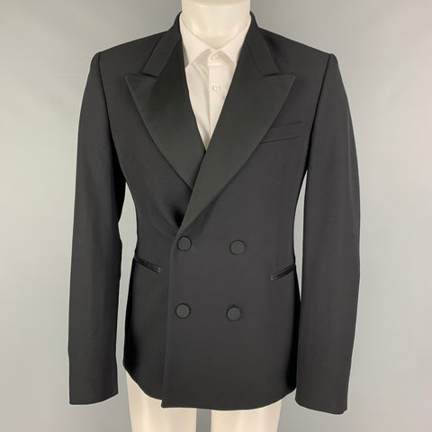 DRIES VAN NOTEN Size 38 Black Wool Peak Lapel Sport Coat