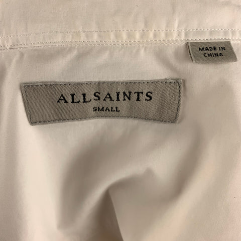 ALLSAINTS Size S White Solid Cotton Button Up Long Sleeve Shirt