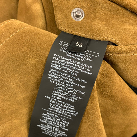 TOM FORD Size 48 Tan Textured Leather Double Breasted Coat