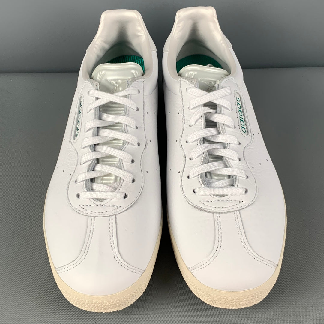 ADIDAS GAZELLE SUPER ALLTIMERS Size 10.5 White Solid Leather Lace Up Sneakers
