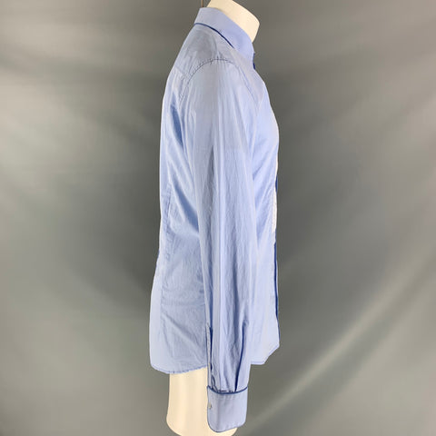 D&G by DOLCE & GABBANA Size M Light Blue Cotton Blend Long Sleeve Shirt