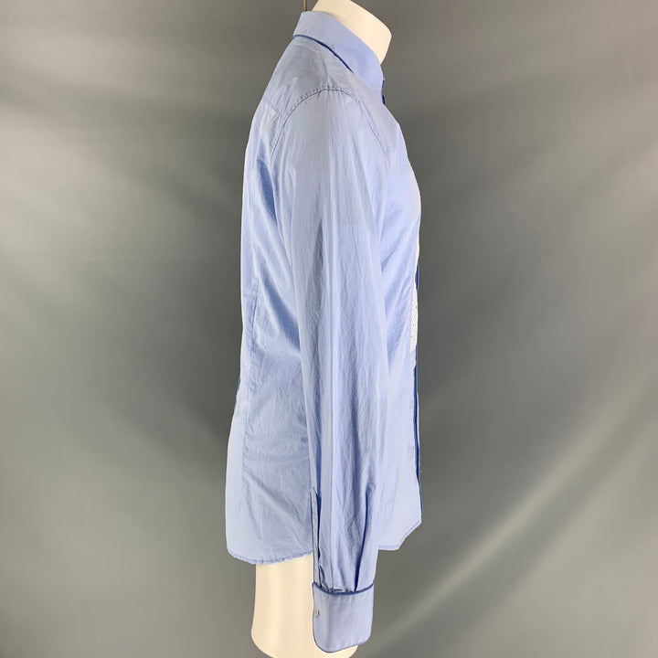 D&G by DOLCE & GABBANA Size M Light Blue Cotton Blend Long Sleeve Shirt