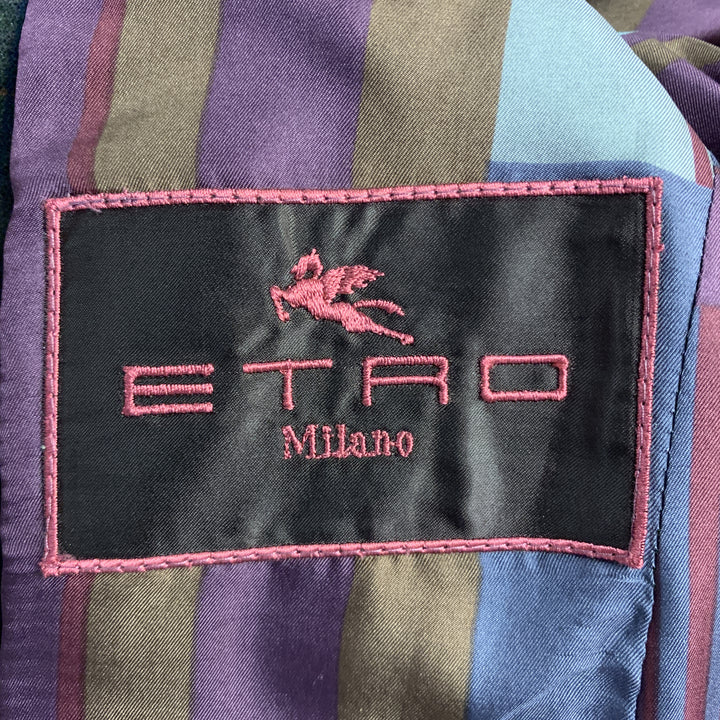 ETRO Size 40 Plaid Brown Velvet Notch Lapel Sport Coat