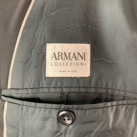 ARMANI COLLEZIONI Black Solid Wool 40 x 34 Suit